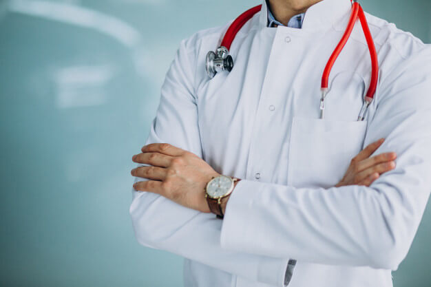 young handsome physician medical robe with stethoscope 1303 17830